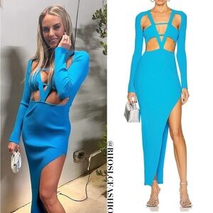 David Koma Blue Cut-Out Dress